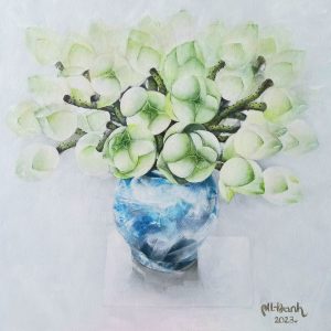Still life with lotus oil on canvas 60 x 60 cm 2023